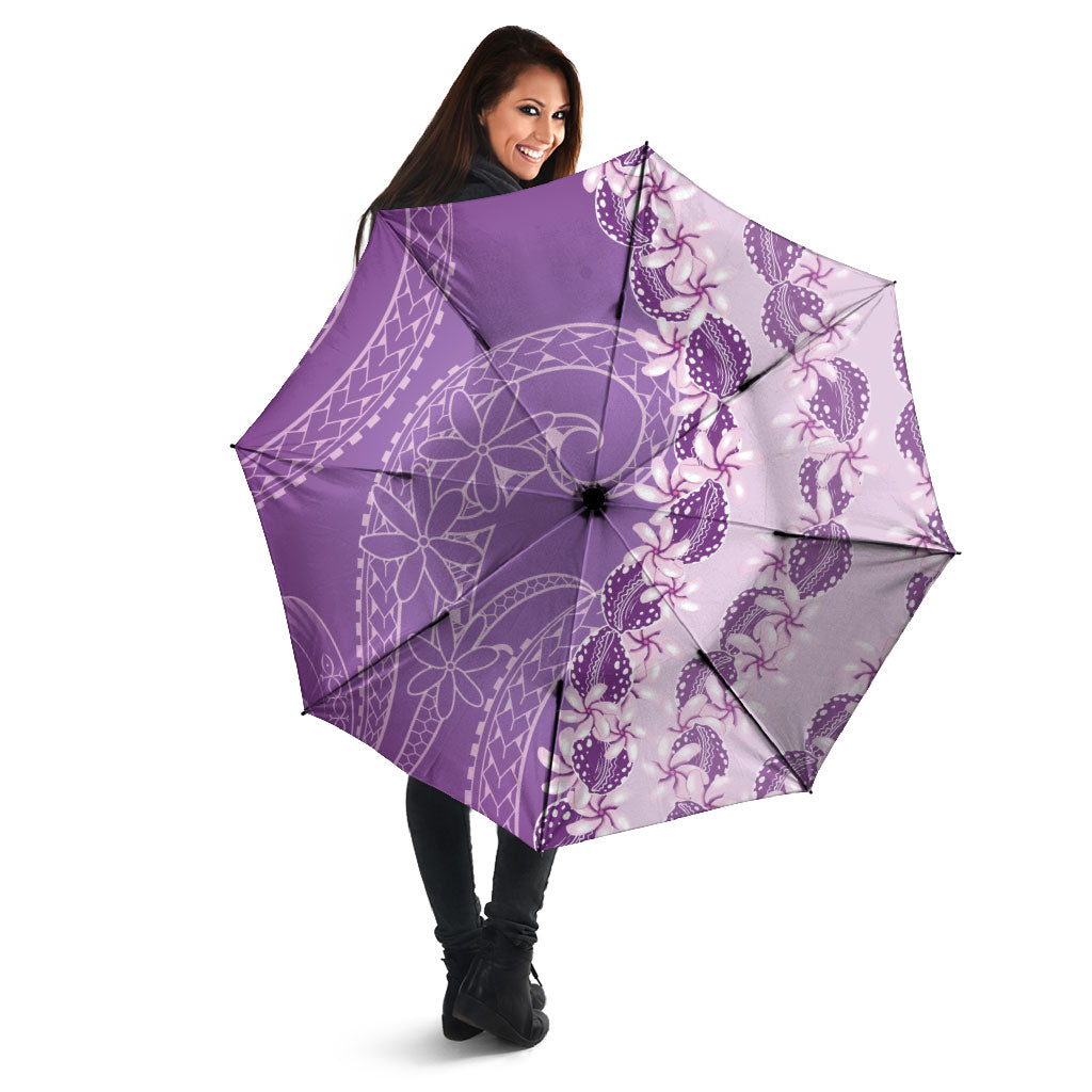 Heiva i Tahiti Umbrella Tahitian Tiare Maori Cowrie Lei Purple