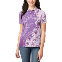 Heiva i Tahiti Women Polo Shirt Tahitian Tiare Maori Cowrie Lei Purple LT14 - Polynesian Pride