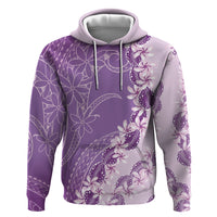 Heiva i Tahiti Zip Hoodie Tahitian Tiare Maori Cowrie Lei Purple