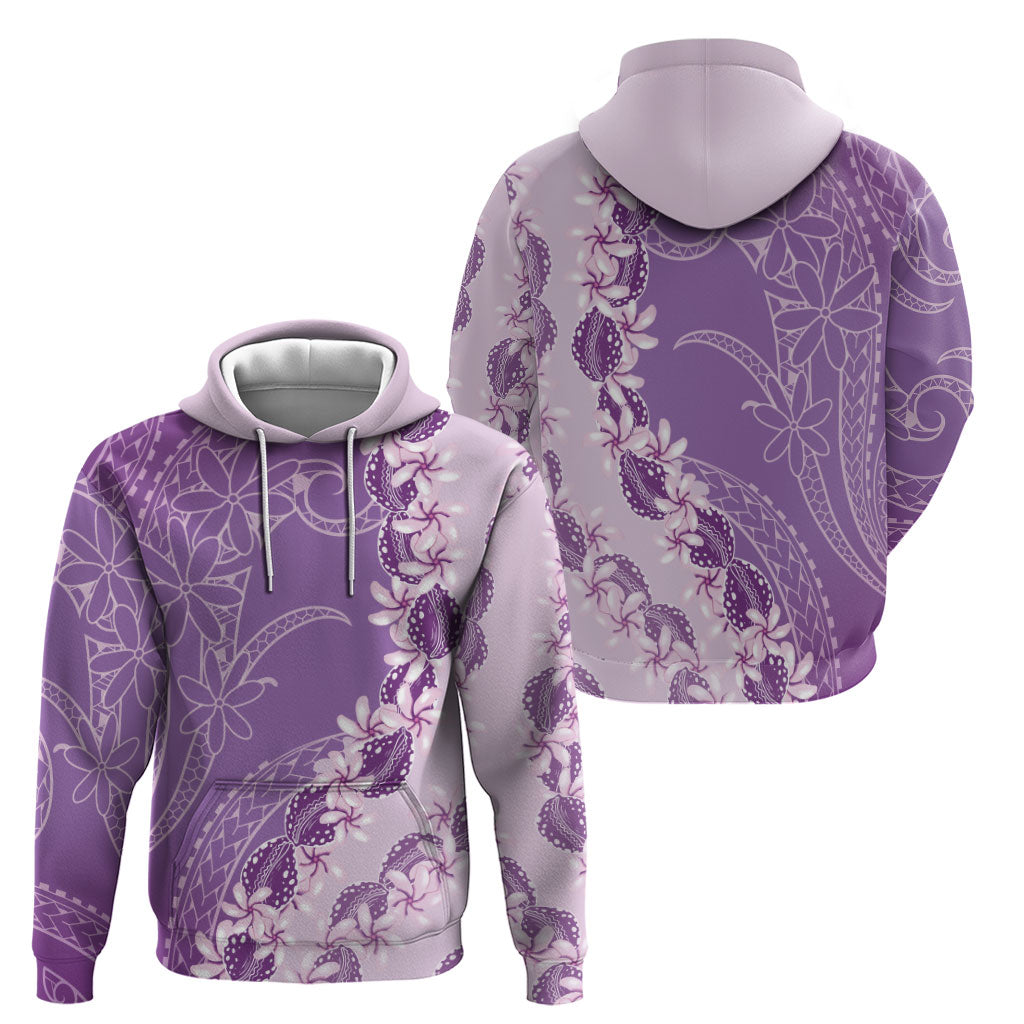 Heiva i Tahiti Zip Hoodie Tahitian Tiare Maori Cowrie Lei Purple