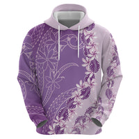 Heiva i Tahiti Zip Hoodie Tahitian Tiare Maori Cowrie Lei Purple