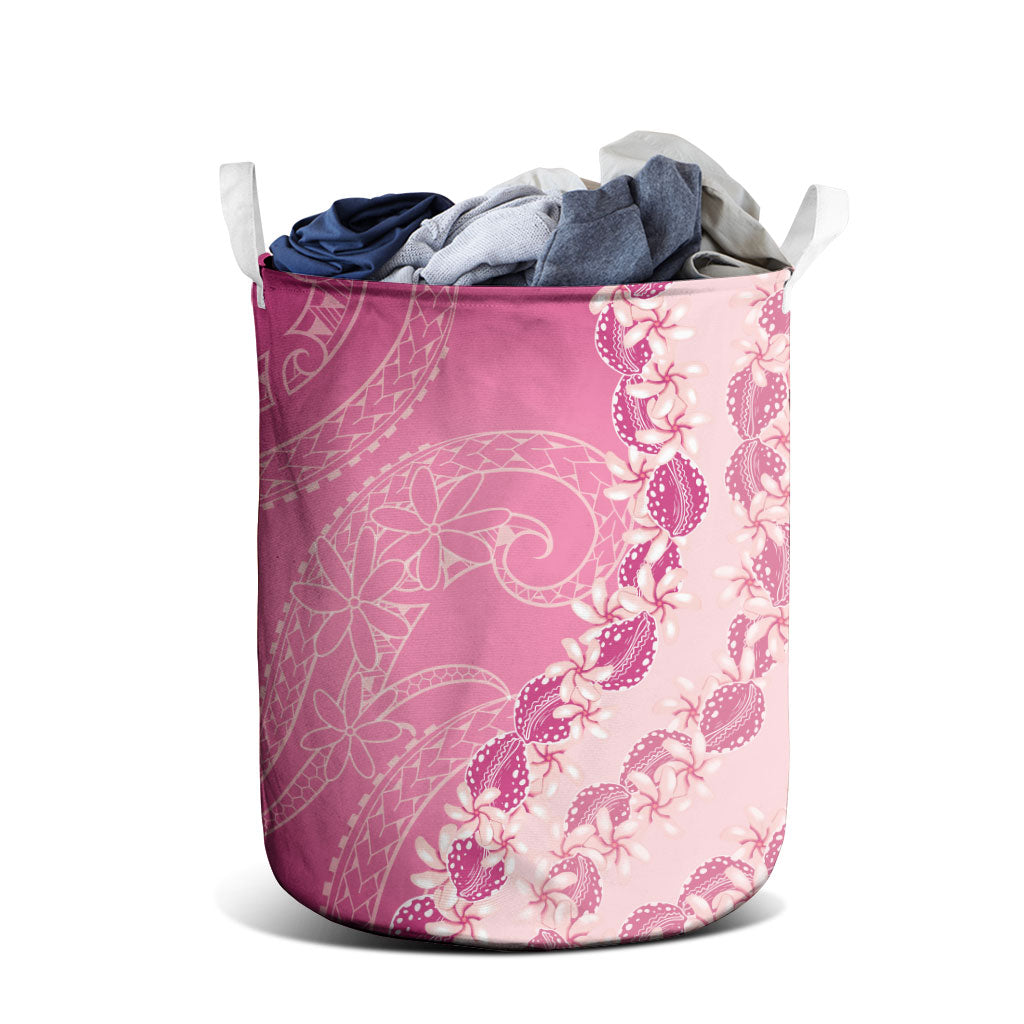 Heiva i Tahiti Laundry Basket Tahitian Tiare Maori Cowrie Lei Pink