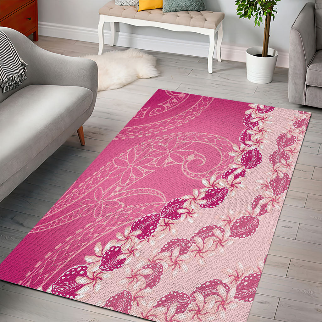 Heiva i Tahiti Area Rug Tahitian Tiare Maori Cowrie Lei Pink