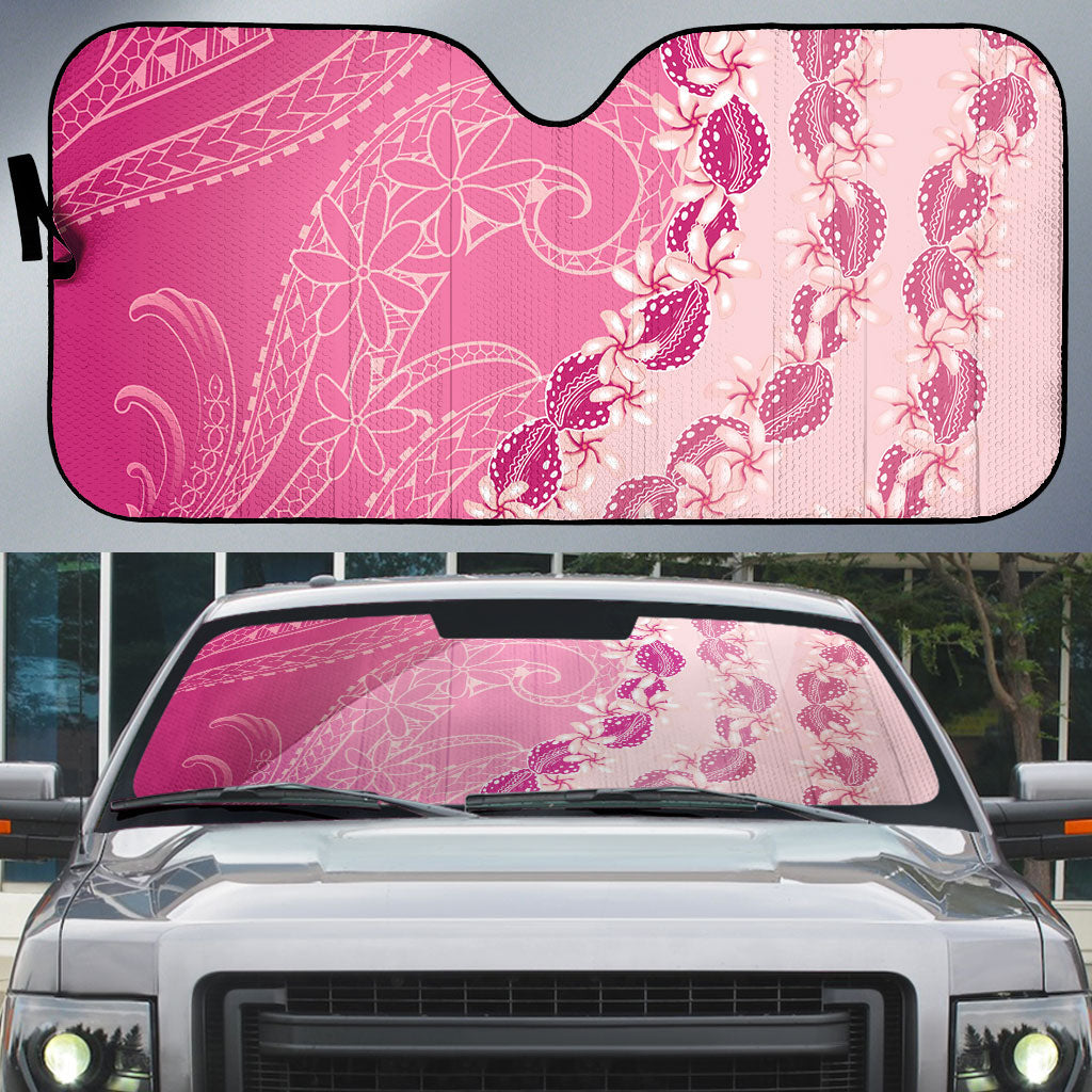 Heiva i Tahiti Auto Sun Shade Tahitian Tiare Maori Cowrie Lei Pink
