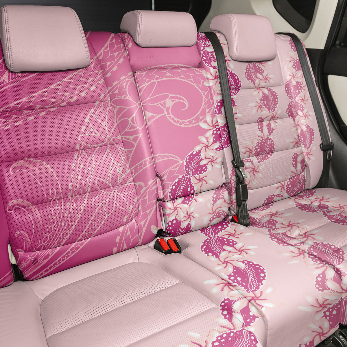 Heiva i Tahiti Back Car Seat Cover Tahitian Tiare Maori Cowrie Lei Pink