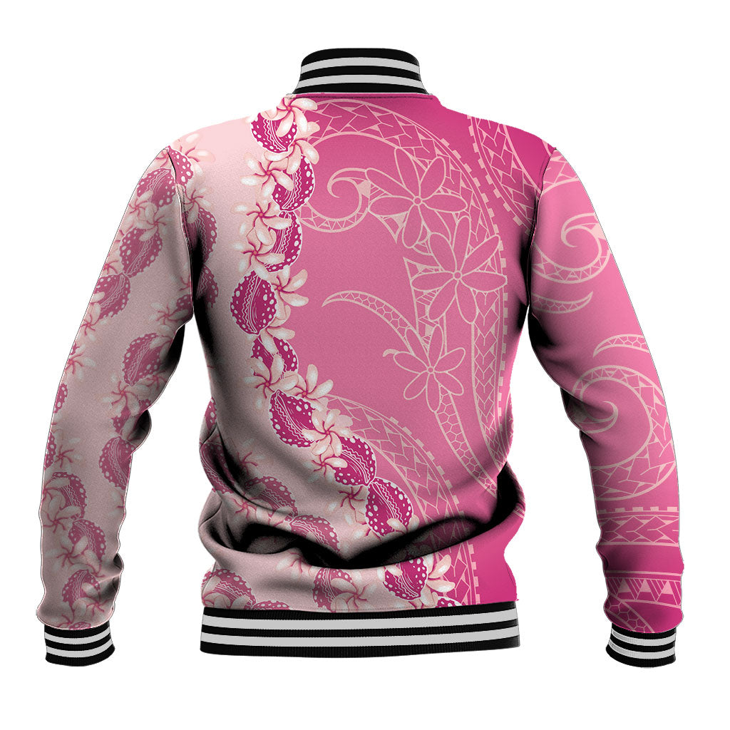 Heiva i Tahiti Baseball Jacket Tahitian Tiare Maori Cowrie Lei Pink
