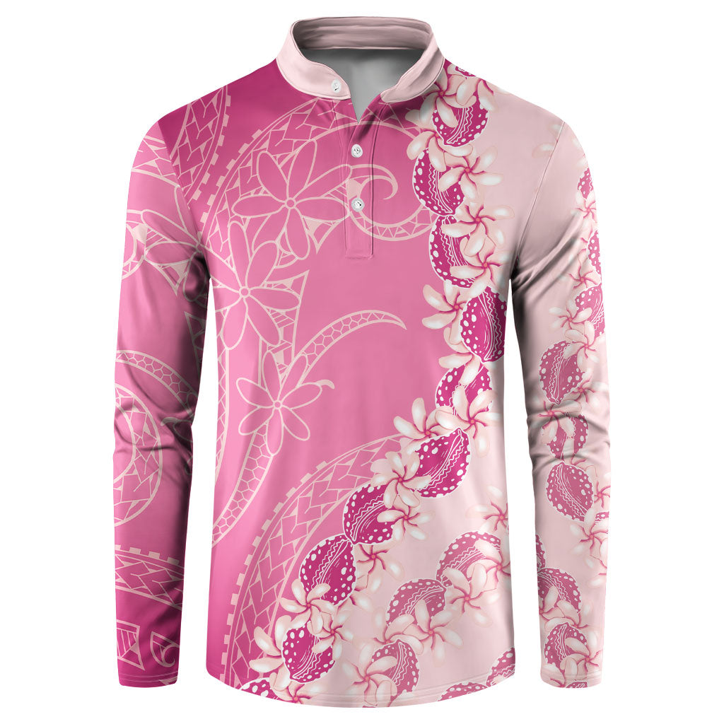 Heiva i Tahiti Button Sweatshirt Tahitian Tiare Maori Cowrie Lei Pink