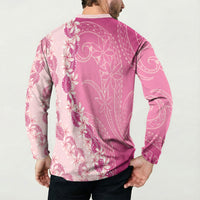 Heiva i Tahiti Button Sweatshirt Tahitian Tiare Maori Cowrie Lei Pink