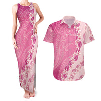 Heiva i Tahiti Couples Matching Tank Maxi Dress and Hawaiian Shirt Tahitian Tiare Maori Cowrie Lei Pink LT14 Pink - Polynesian Pride
