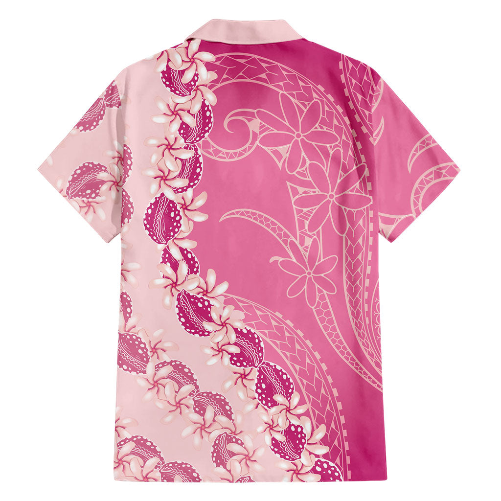 Heiva i Tahiti Family Matching Off Shoulder Maxi Dress and Hawaiian Shirt Tahitian Tiare Maori Cowrie Lei Pink LT14 - Polynesian Pride