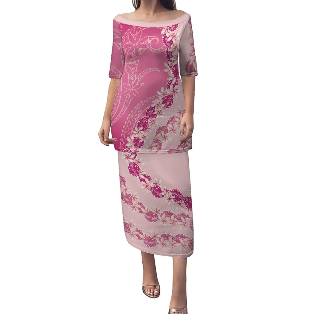 Heiva i Tahiti Family Matching Puletasi and Hawaiian Shirt Tahitian Tiare Maori Cowrie Lei Pink LT14 Mom's Dress Pink - Polynesian Pride