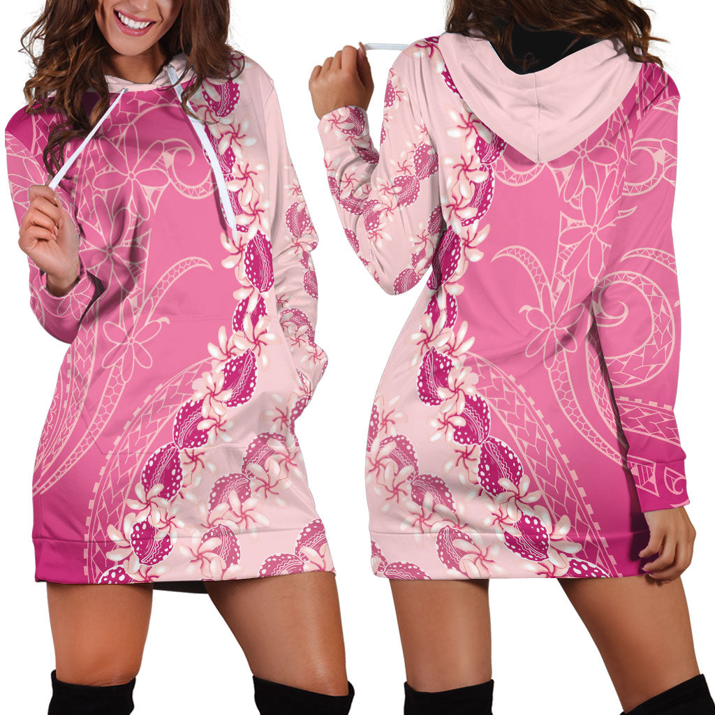 Heiva i Tahiti Hoodie Dress Tahitian Tiare Maori Cowrie Lei Pink LT14 - Polynesian Pride