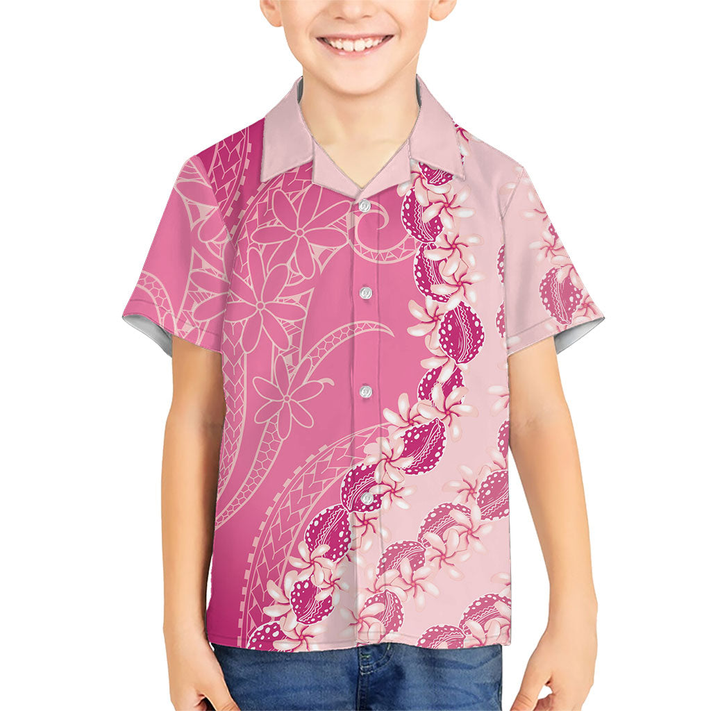 Heiva i Tahiti Kid Hawaiian Shirt Tahitian Tiare Maori Cowrie Lei Pink