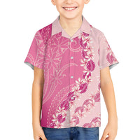 Heiva i Tahiti Kid Hawaiian Shirt Tahitian Tiare Maori Cowrie Lei Pink