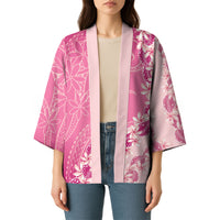 Heiva i Tahiti Kimono Tahitian Tiare Maori Cowrie Lei Pink