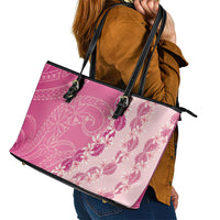 Heiva i Tahiti Leather Tote Bag Tahitian Tiare Maori Cowrie Lei Pink