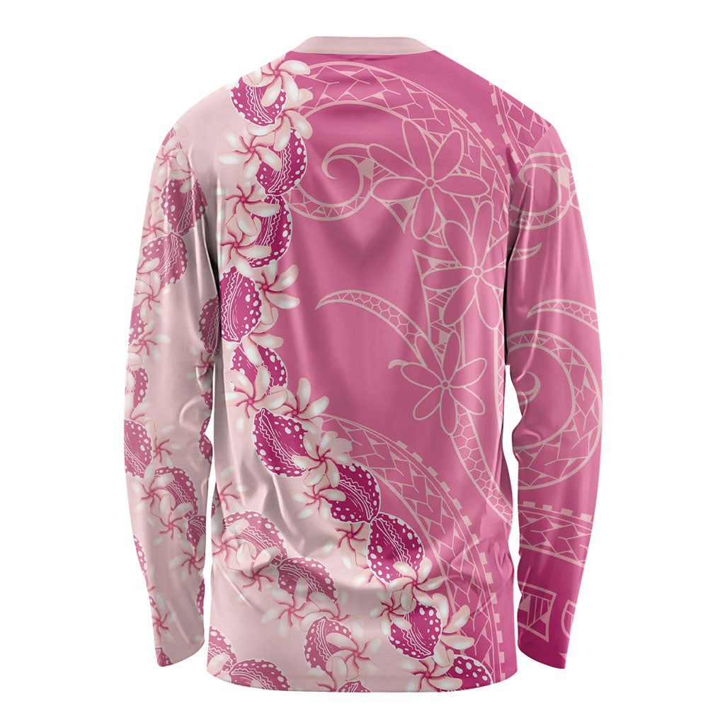 Heiva i Tahiti Long Sleeve Shirt Tahitian Tiare Maori Cowrie Lei Pink LT14 - Polynesian Pride