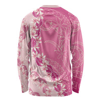 Heiva i Tahiti Long Sleeve Shirt Tahitian Tiare Maori Cowrie Lei Pink LT14 - Polynesian Pride