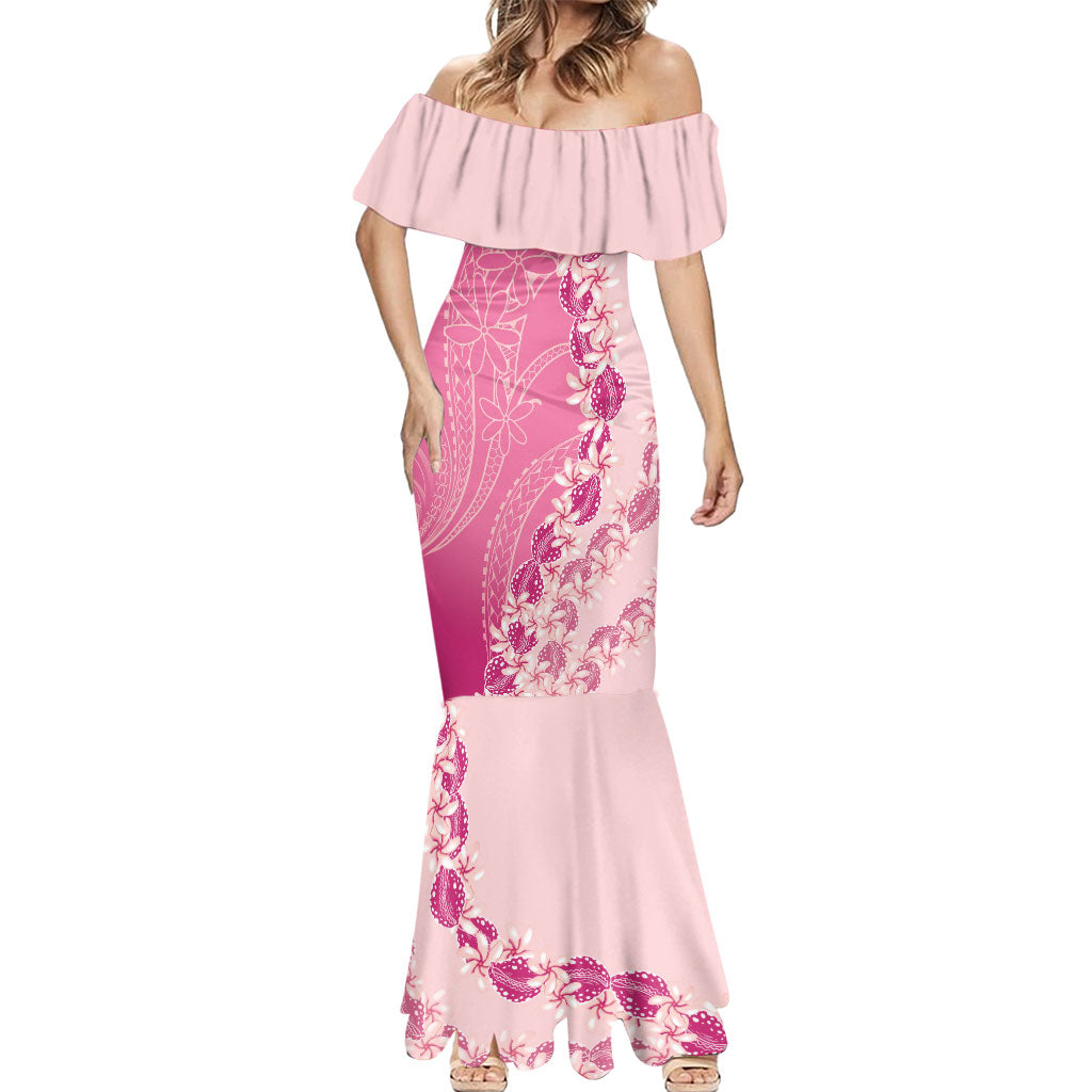 Heiva i Tahiti Mermaid Dress Tahitian Tiare Maori Cowrie Lei Pink LT14 - Polynesian Pride