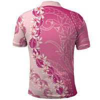 Heiva i Tahiti Polo Shirt Tahitian Tiare Maori Cowrie Lei Pink