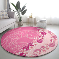 Heiva i Tahiti Round Carpet Tahitian Tiare Maori Cowrie Lei Pink