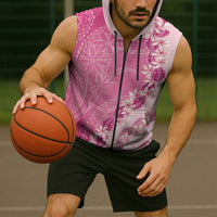 Heiva i Tahiti Sleeveless Zip Hoodie Tahitian Tiare Maori Cowrie Lei Pink LT14 - Polynesian Pride