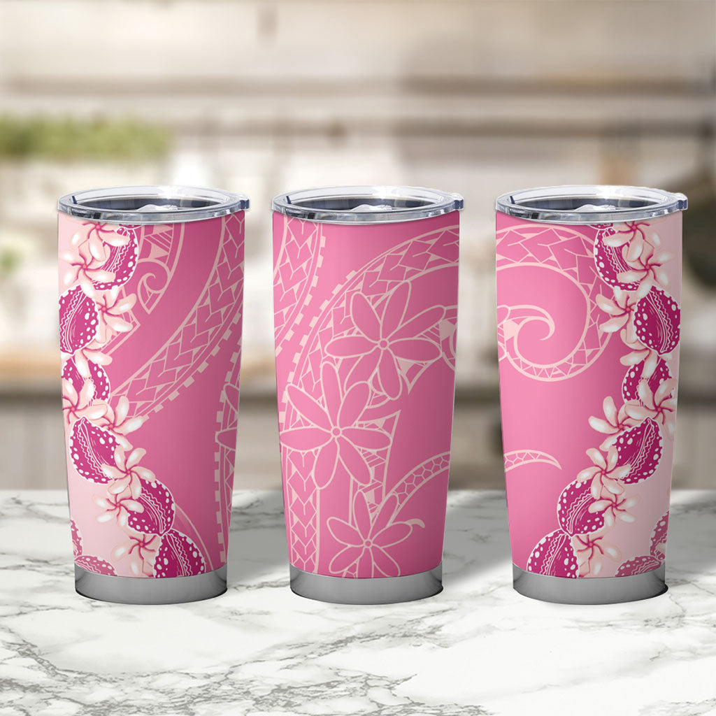 Heiva i Tahiti Tumbler Cup Tahitian Tiare Maori Cowrie Lei Pink