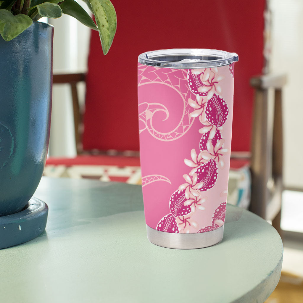 Heiva i Tahiti Tumbler Cup Tahitian Tiare Maori Cowrie Lei Pink