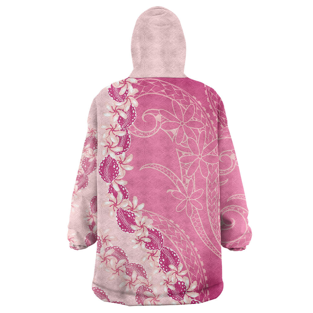 Heiva i Tahiti Wearable Blanket Hoodie Tahitian Tiare Maori Cowrie Lei Pink LT14 - Polynesian Pride
