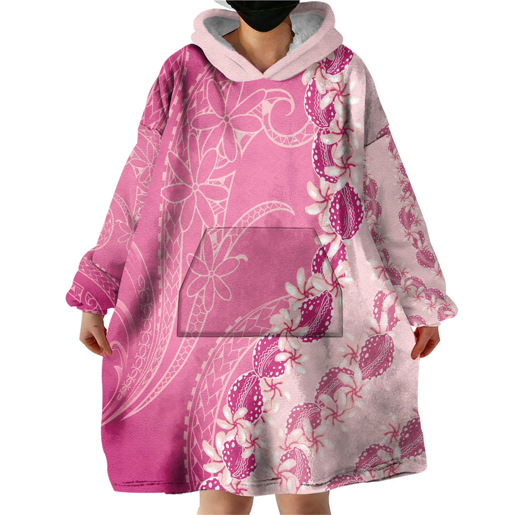 Heiva i Tahiti Wearable Blanket Hoodie Tahitian Tiare Maori Cowrie Lei Pink LT14 - Polynesian Pride