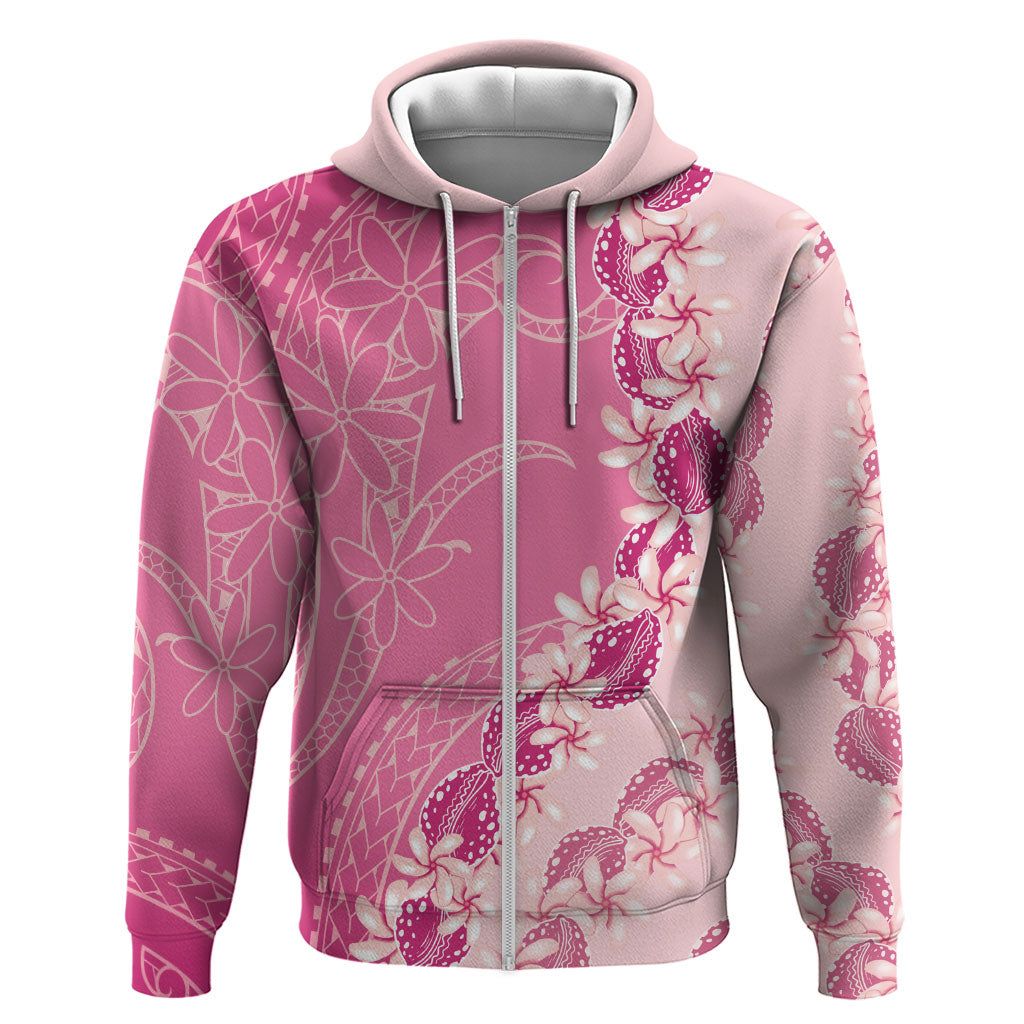 Heiva i Tahiti Zip Hoodie Tahitian Tiare Maori Cowrie Lei Pink