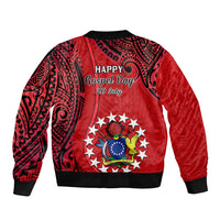 20 July Atiu Island Gospel Day Sleeve Zip Bomber Jacket Cook Islands Tribal Pattern LT14 - Polynesian Pride