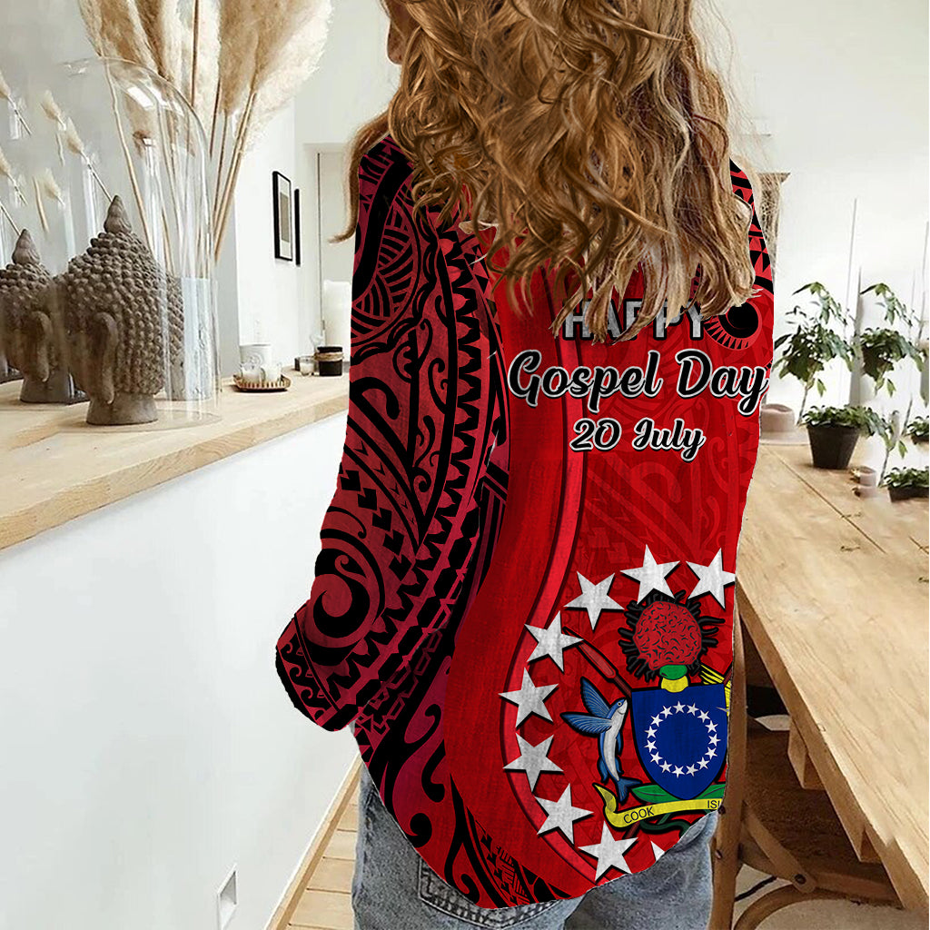 20 July Atiu Island Gospel Day Women Casual Shirt Cook Islands Tribal Pattern LT14 - Polynesian Pride