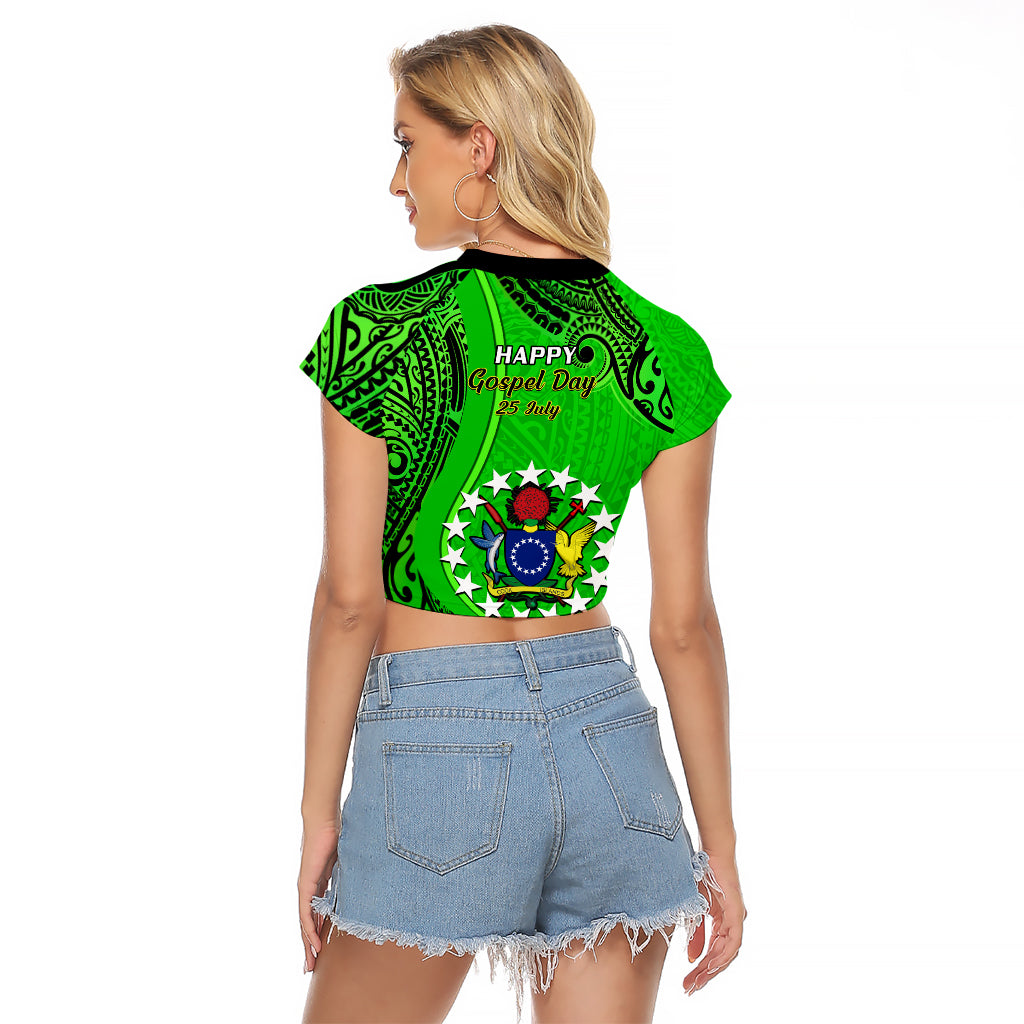 25 July Rarotonga Island Gospel Day Raglan Cropped T Shirt Cook Islands Tribal Pattern LT14 - Polynesian Pride