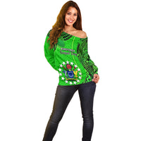 Personalised 25 July Rarotonga Island Gospel Day Off Shoulder Sweater Cook Islands Tribal Pattern LT14 - Polynesian Pride