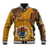 Personalised 15 August Rakahanga Island Gospel Day Baseball Jacket Cook Islands Tribal Pattern LT14 Unisex Orange - Polynesian Pride