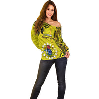 27 October Aitutaki Island Gospel Day Off Shoulder Sweater Cook Islands Tribal Pattern LT14 - Polynesian Pride
