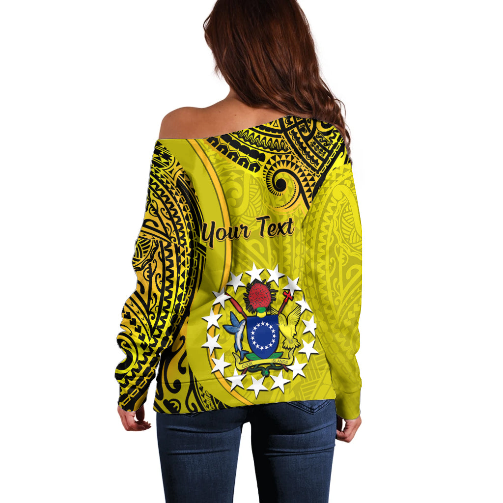 Personalised 27 October Aitutaki Island Gospel Day Off Shoulder Sweater Cook Islands Tribal Pattern LT14 - Polynesian Pride