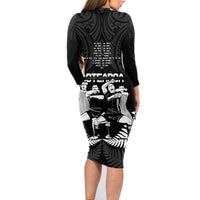 New Zealand Silver Fern Rugby Family Matching Long Sleeve Bodycon Dress and Hawaiian Shirt Haka Dance With Aotearoa Maori Pattern LT14 - Polynesian Pride