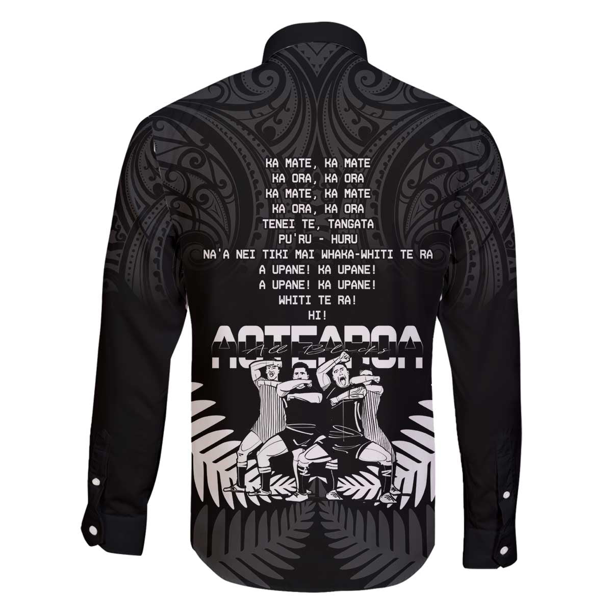 New Zealand Silver Fern Rugby Family Matching Off The Shoulder Long Sleeve Dress and Hawaiian Shirt Haka Dance With Aotearoa Maori Pattern LT14 - Polynesian Pride