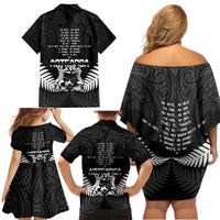 New Zealand Silver Fern Rugby Family Matching Off Shoulder Short Dress and Hawaiian Shirt Haka Dance With Aotearoa Maori Pattern LT14 - Polynesian Pride