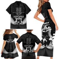 New Zealand Silver Fern Rugby Family Matching Short Sleeve Bodycon Dress and Hawaiian Shirt Haka Dance With Aotearoa Maori Pattern LT14 - Polynesian Pride