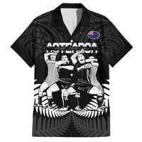 New Zealand Silver Fern Rugby Family Matching Short Sleeve Bodycon Dress and Hawaiian Shirt Haka Dance With Aotearoa Maori Pattern LT14 Dad's Shirt - Short Sleeve Black - Polynesian Pride