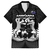 New Zealand Silver Fern Rugby Family Matching Summer Maxi Dress and Hawaiian Shirt Haka Dance With Aotearoa Maori Pattern LT14 Dad's Shirt - Short Sleeve Black - Polynesian Pride