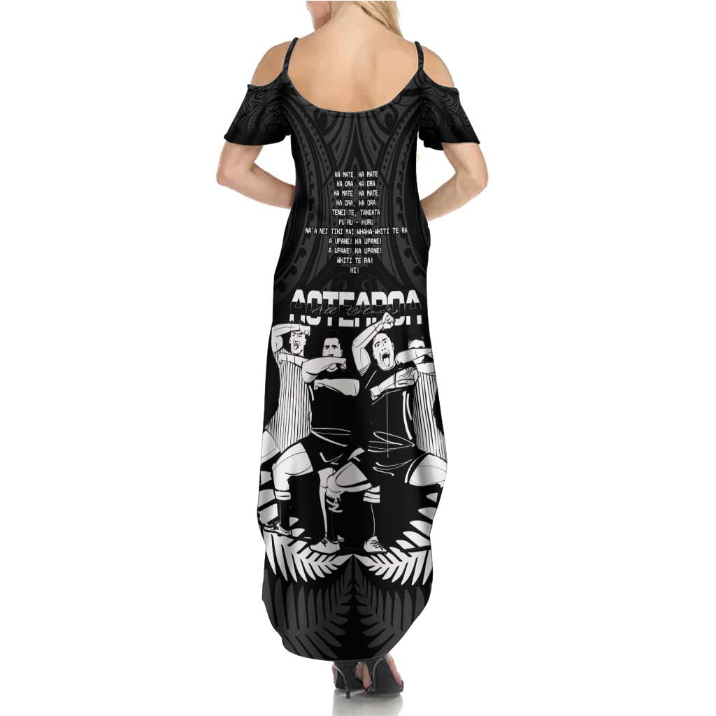 New Zealand Silver Fern Rugby Family Matching Summer Maxi Dress and Hawaiian Shirt Haka Dance With Aotearoa Maori Pattern LT14 - Polynesian Pride