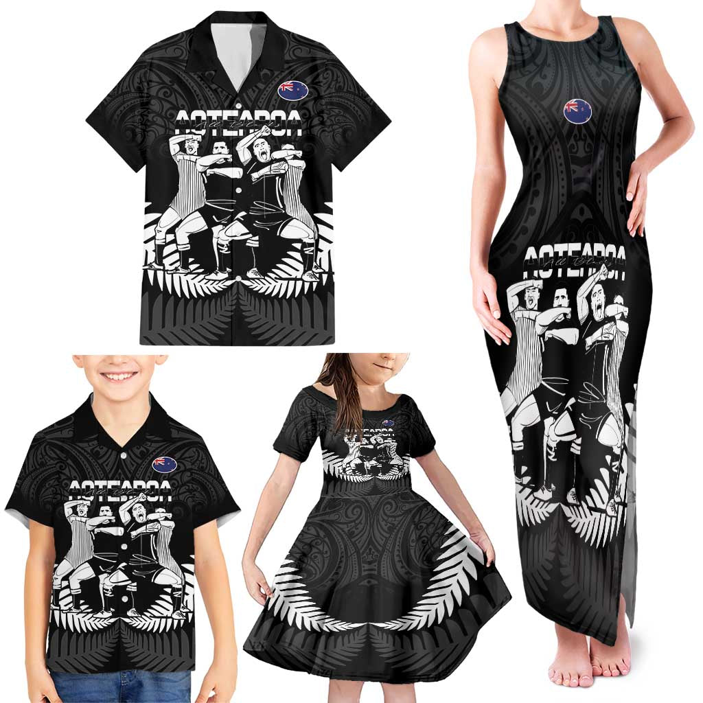 New Zealand Silver Fern Rugby Family Matching Tank Maxi Dress and Hawaiian Shirt Haka Dance With Aotearoa Maori Pattern LT14 - Polynesian Pride