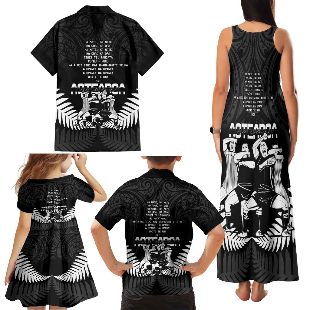 New Zealand Silver Fern Rugby Family Matching Tank Maxi Dress and Hawaiian Shirt Haka Dance With Aotearoa Maori Pattern LT14 - Polynesian Pride