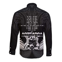 New Zealand Silver Fern Rugby Long Sleeve Button Shirt Haka Dance With Aotearoa Maori Pattern LT14 - Polynesian Pride