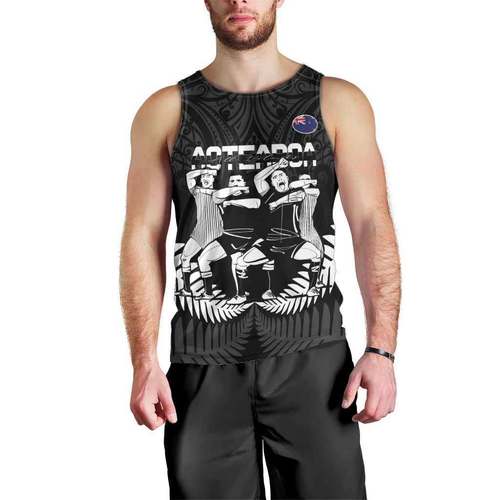 New Zealand Silver Fern Rugby Men Tank Top Haka Dance With Aotearoa Maori Pattern