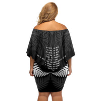 New Zealand Silver Fern Rugby Off Shoulder Short Dress Haka Dance With Aotearoa Maori Pattern LT14 - Polynesian Pride
